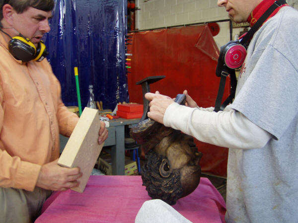 Leah Boyce's Bust of John Steuart Curry Getting a Base