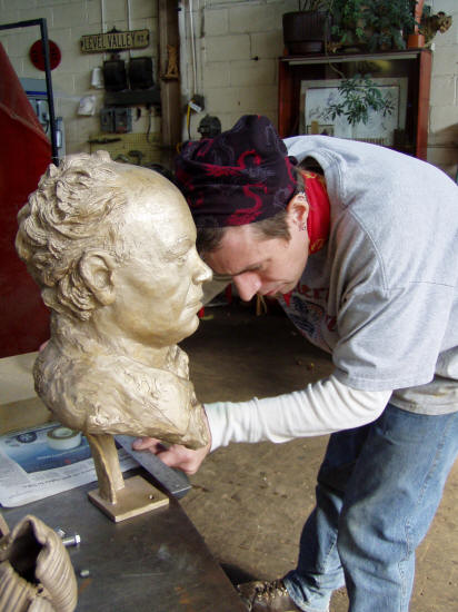 Leah Boyce's Bust of John Steuart Curry Getting a Base