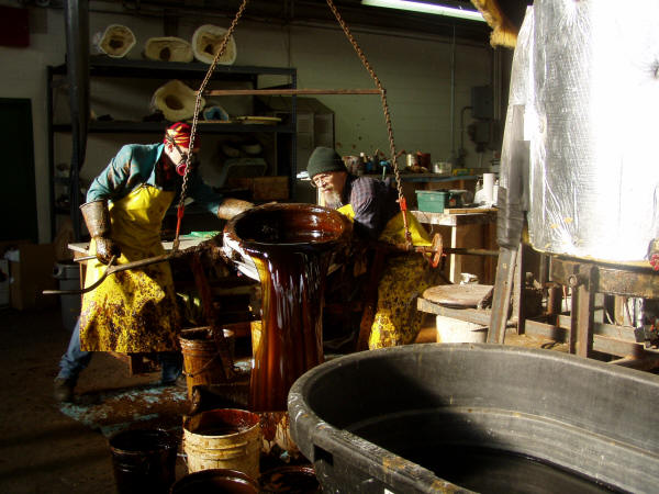 Tom Clark and Chris Andrews Pouring Wax