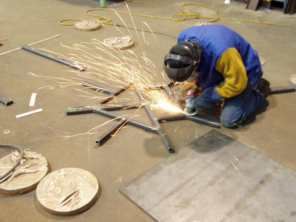 Assembling Frame for Vet School Sculpture - Artist Alexa King