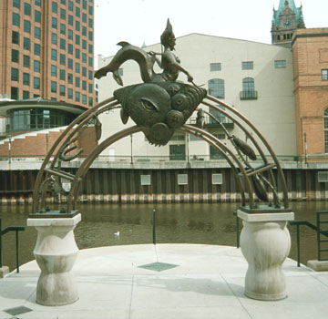 Beth Sahagian's "Acqua Grylli" on Milwaukee's Riverwalk