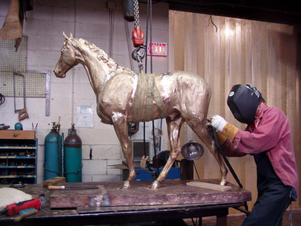 Fitting and Welding Horse to Base - Artist Alexa King