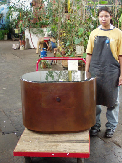 Patina on Bronze and Stone Table