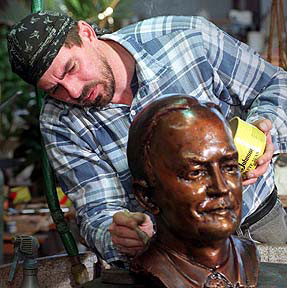 Applying Patina on Bust - Artist Ben Montalban Lancaster